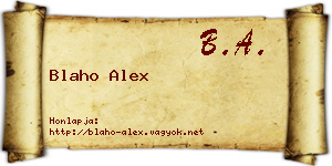 Blaho Alex névjegykártya